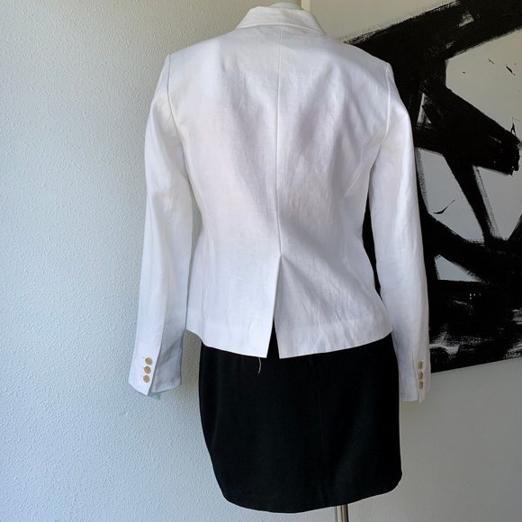_ Banana Republic Vintage White Linen Tailored Suit Blazer - size 6 - Picture 10 of 12
